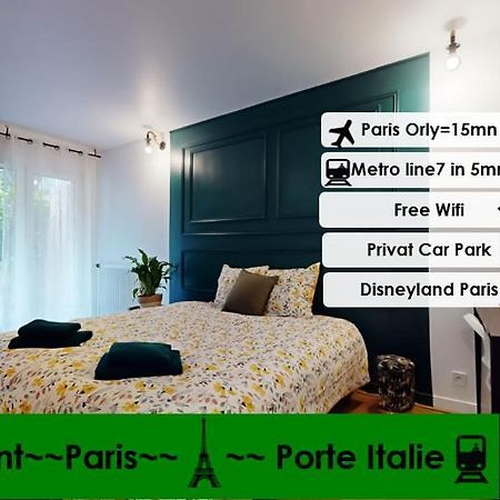8 Personnes - 4 Rooms - 2 Salle De Bain - Metro 7 & 14 - Porte Italie - Private Car Park- Wifi 勒·克里姆林·比塞特 外观 照片